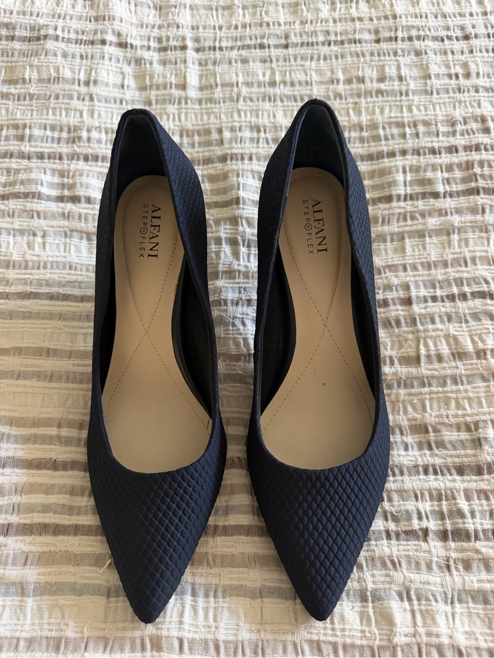 Alfani Textured Navy Pointed-Toe Pumps